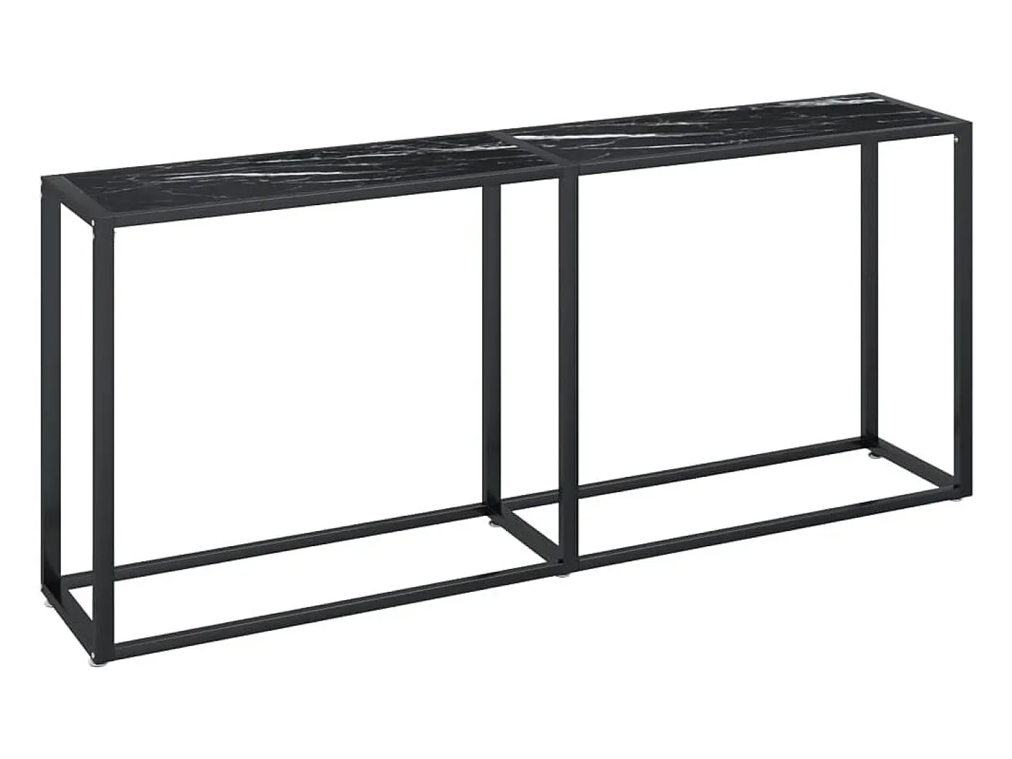 Mesa consola vidrio templado mármol negro 180x35x75,5 cm