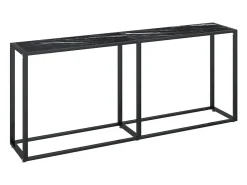 Mesa consola vidrio templado mármol negro 180x35x75,5 cm