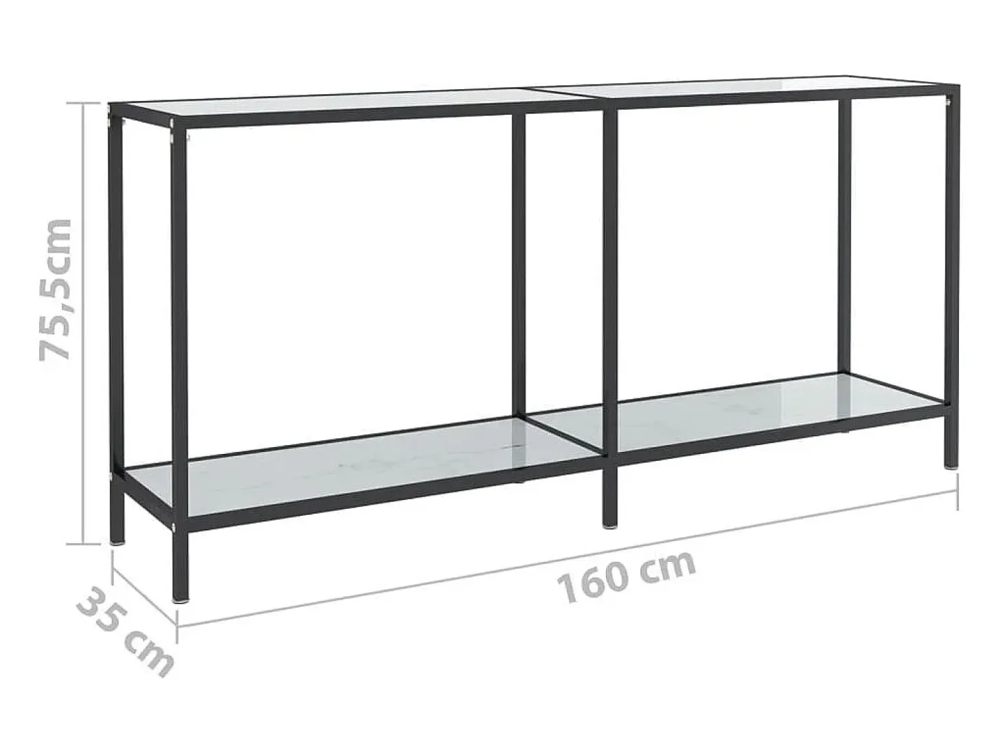 Mesa consola vidrio templado blanco 160x35x75,5 cm