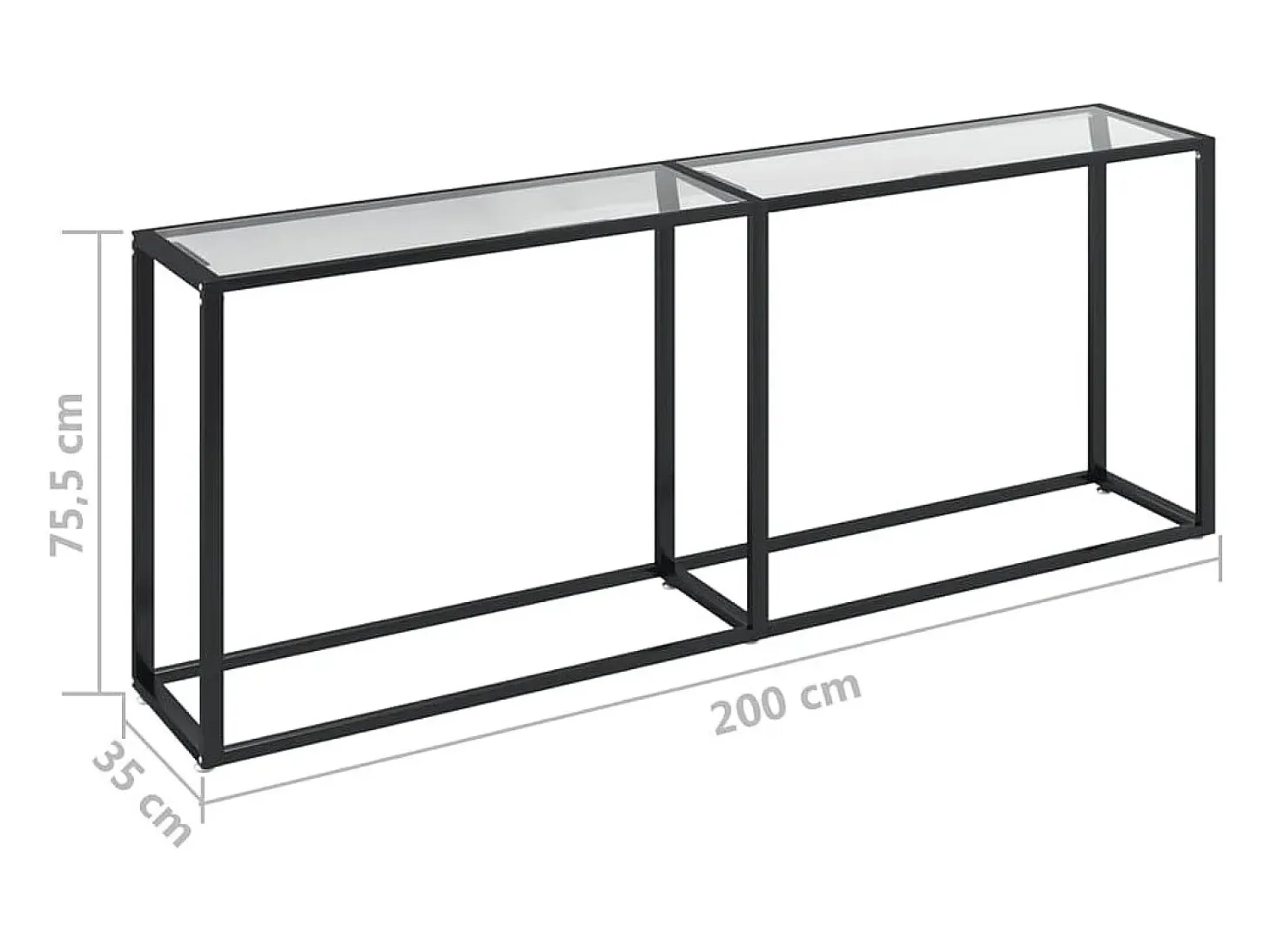 Mesa consola vidrio templado transparente 200x35x75,5 cm