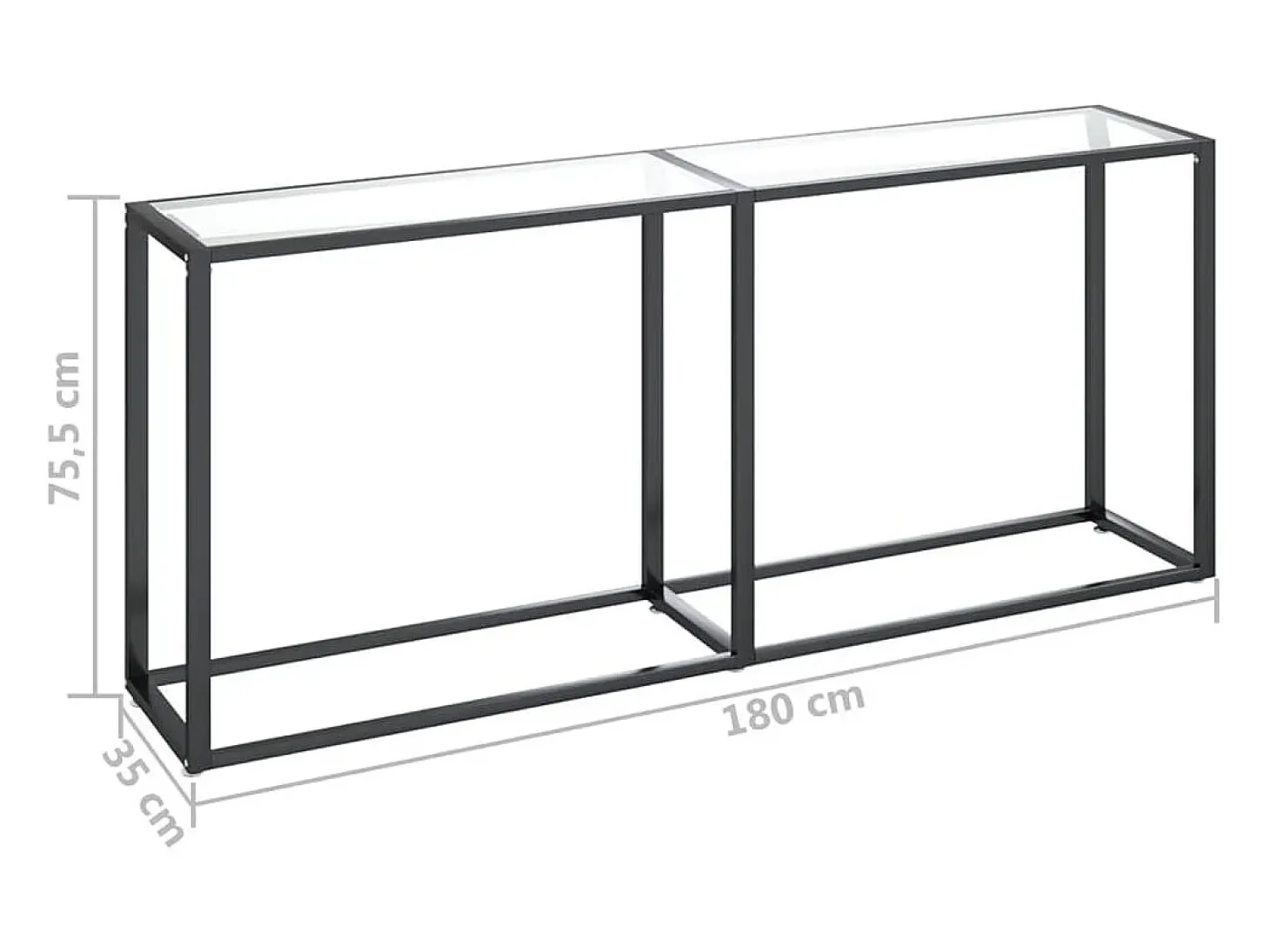 Mesa consola vidrio templado transparente 180x35x75,5 cm