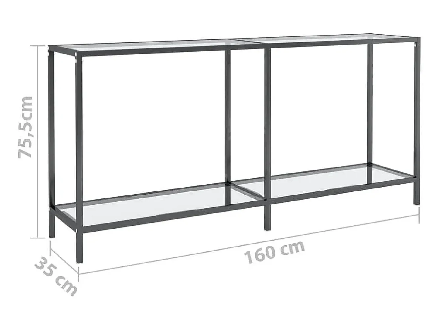Mesa consola vidrio templado transparente 160x35x75,5 cm