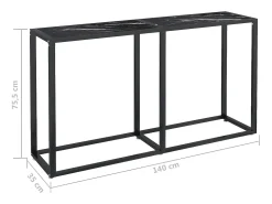 Mesa consola vidrio templado mármol negro 140x35x75,5cm