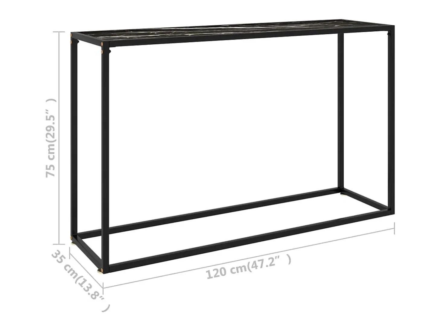 Mesa consola vidrio templado negro 120x35x75 cm