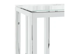 Mesa consola 70x30x70 cm acero inoxidable y cristal