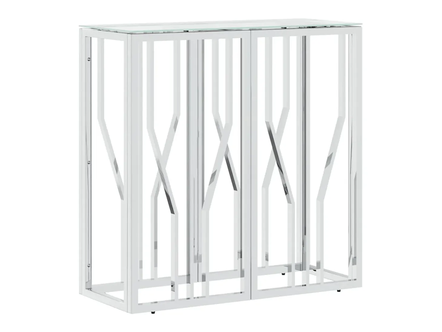 Mesa consola 70x30x70 cm acero inoxidable y cristal