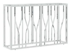 Mesa consola 110x30x70 cm acero inoxidable y cristal