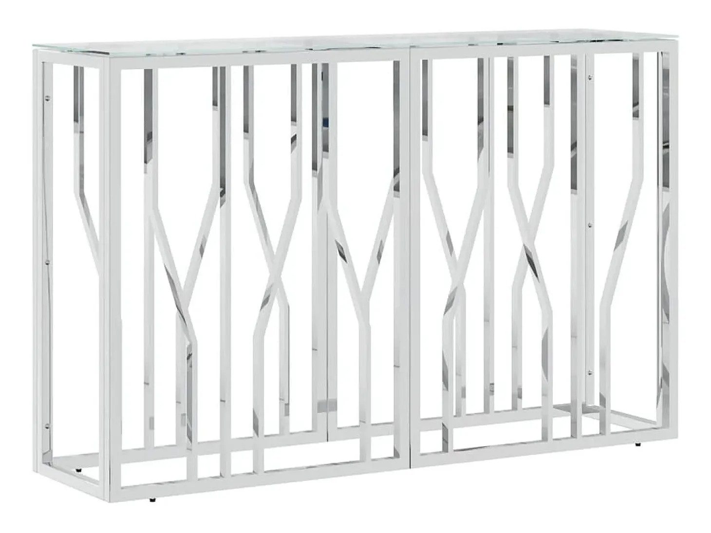 Mesa consola 110x30x70 cm acero inoxidable y cristal