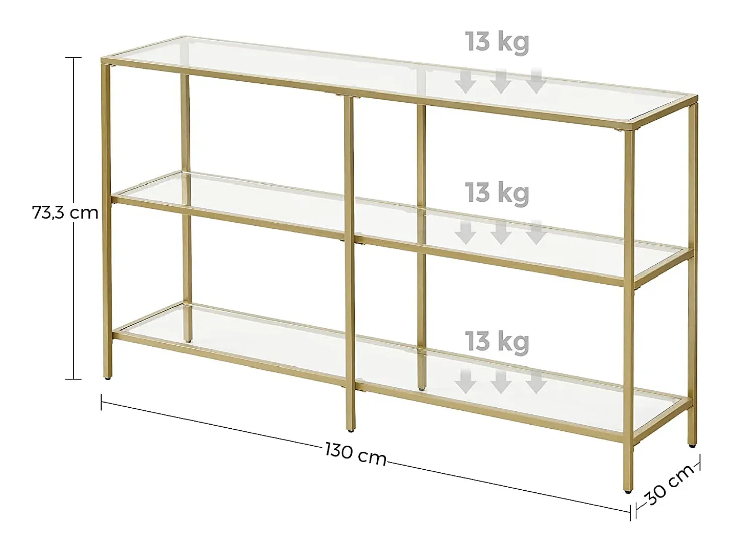 Mesa consola 130x30x73,3 cm dorado