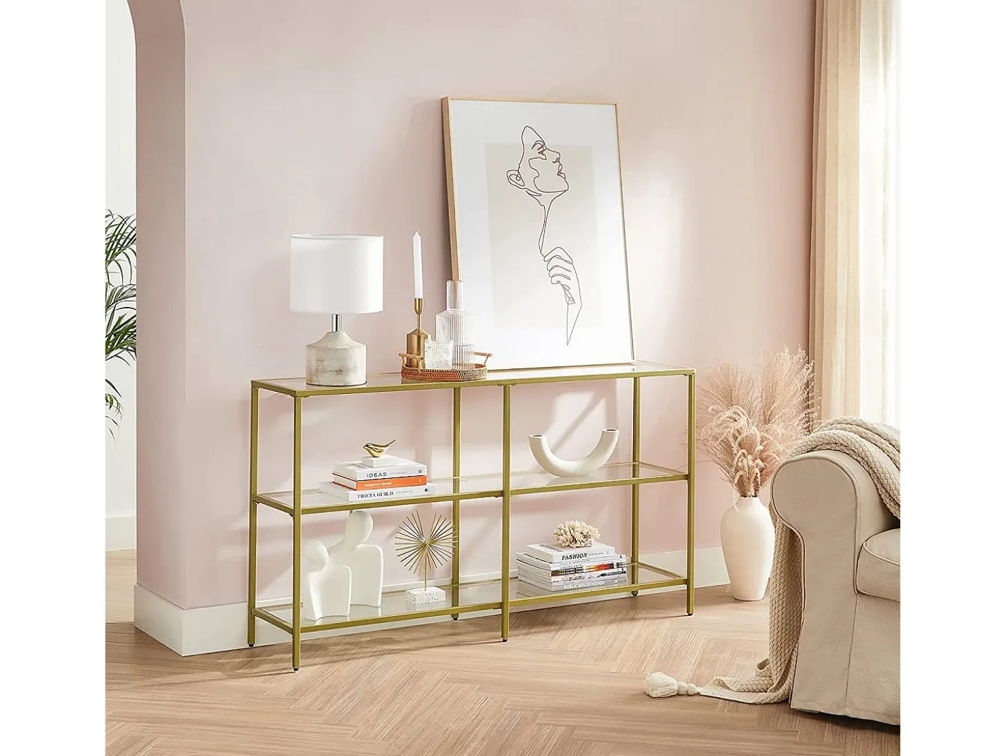 Mesa consola 130x30x73,3 cm dorado