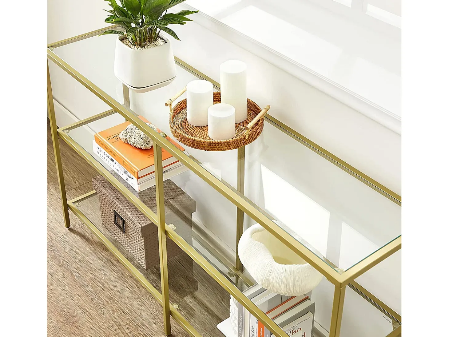 Mesa consola 130x30x73,3 cm dorado