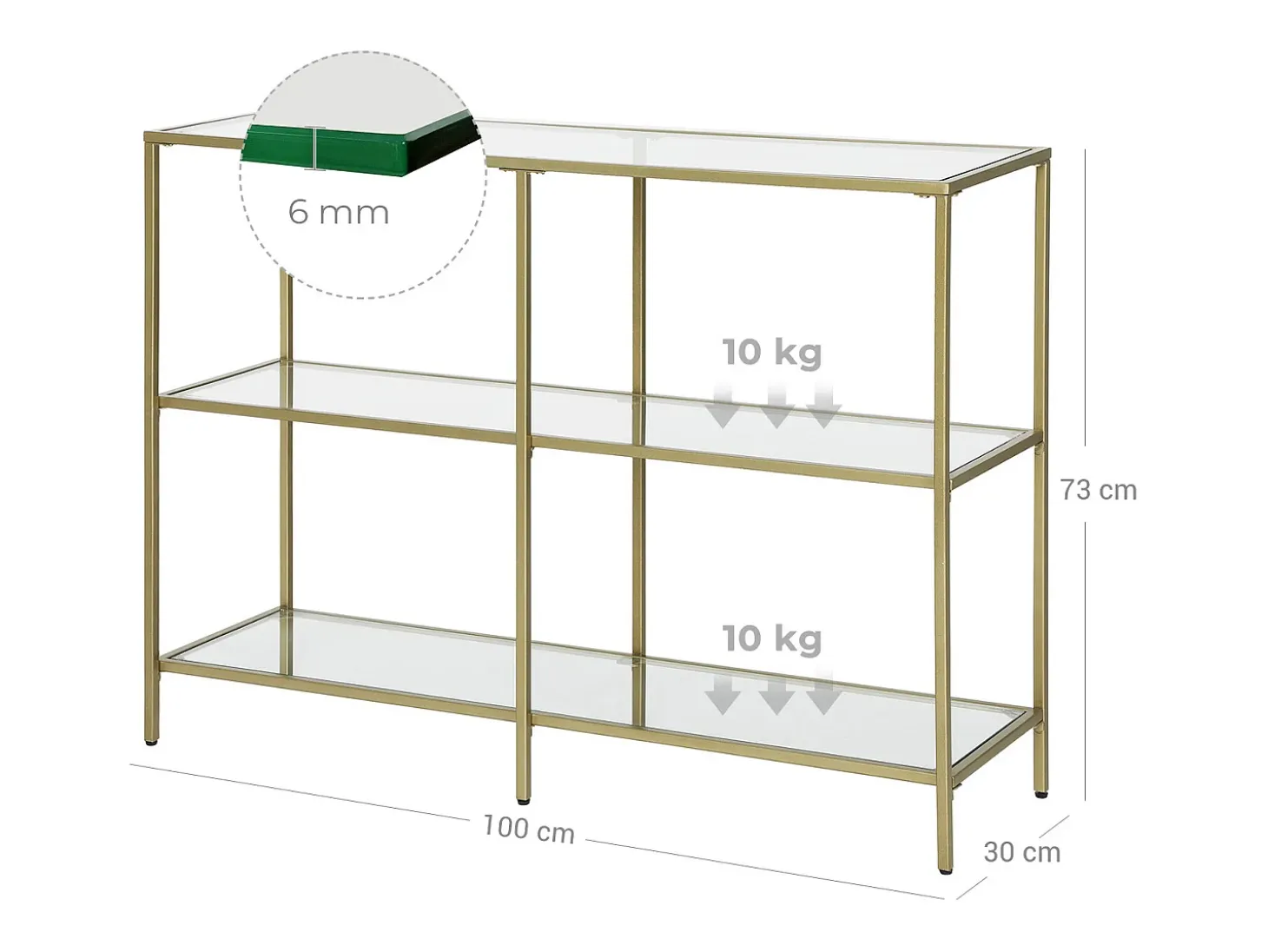 Mesa consola 100x30x73 cm Dorado