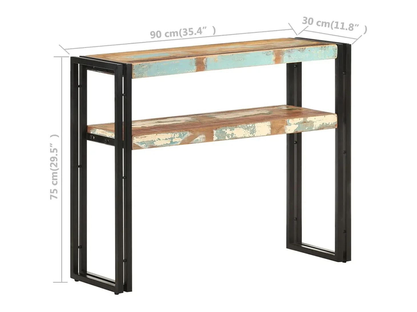 Mesa consola 90x30x75 cm Madera maciza recuperada