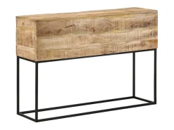 Mesa consola 110x30x75 cm madera maciza de mango crudo y hierro
