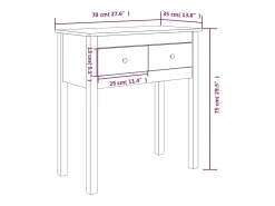 Mesa consola 70x35x75 cm Madera maciza de pino