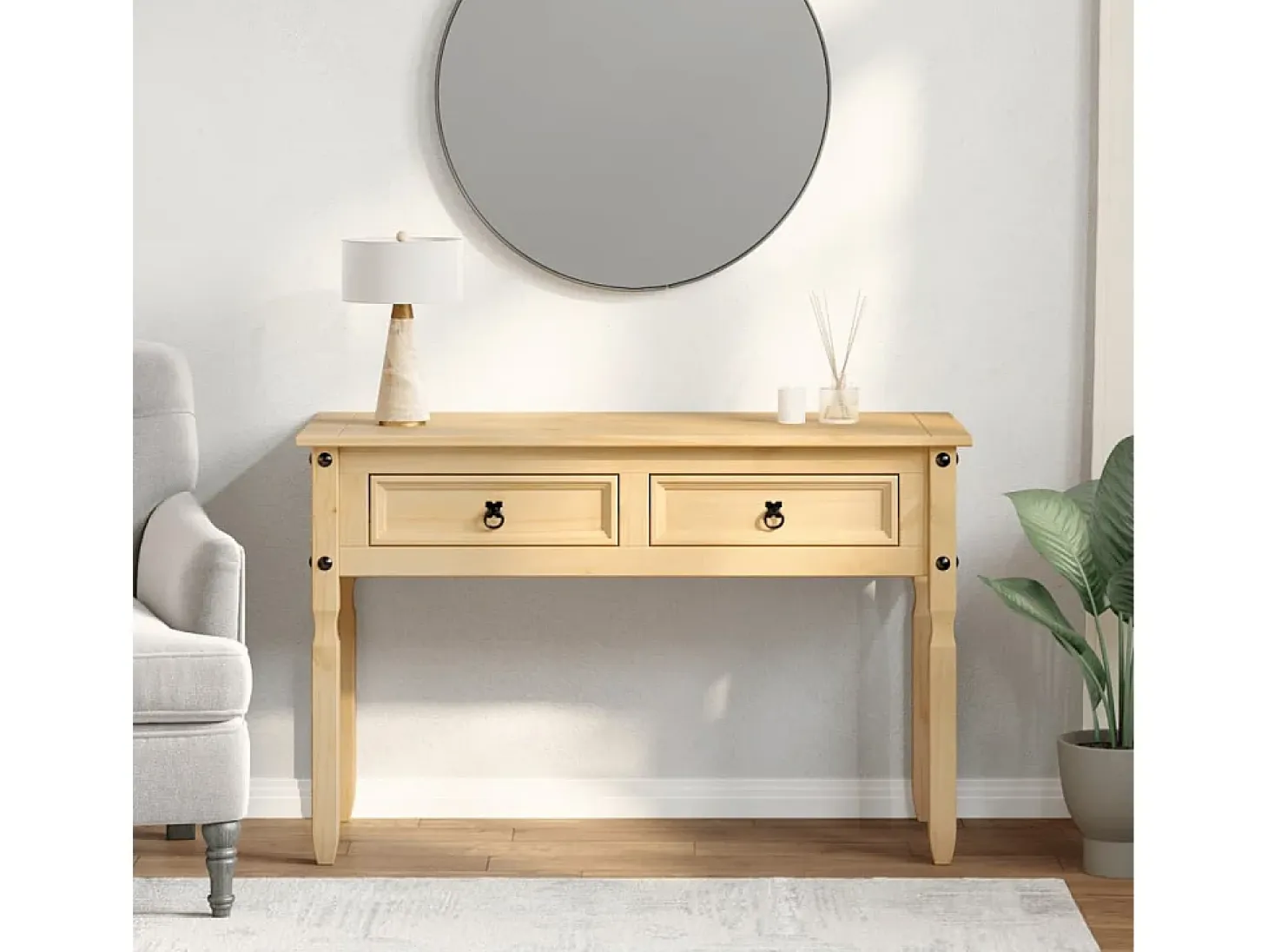Mesa consola 115x46x73 cm madera maciza de pino