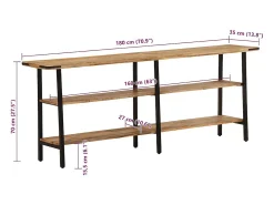 Mesa consola 180x35x70 cm madera maciza de mango
