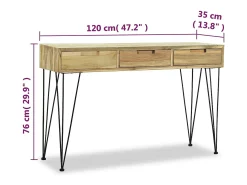 Mesa consola 120x35x76 cm madera de teca maciza