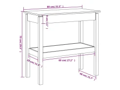 Mesa consola 80x40x75 cm Madera maciza de pino