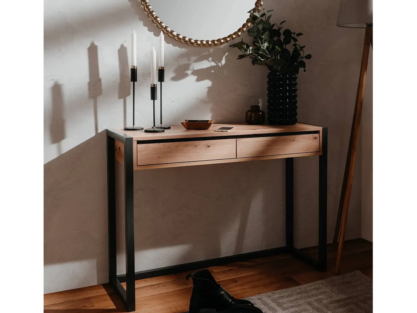 Mesa consola 100x75x35 cm natural antracita