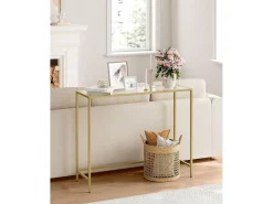 Mesa Consola 20x100x80 cm Oro Pálido