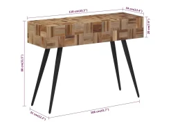 Mesa consola 110x34x80 cm teca maciza recuperada