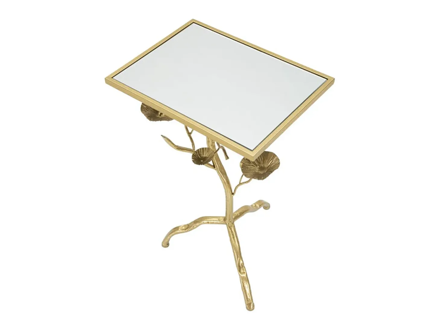Mesa cuadrada de metal dorado con superficie de espejo Tisty