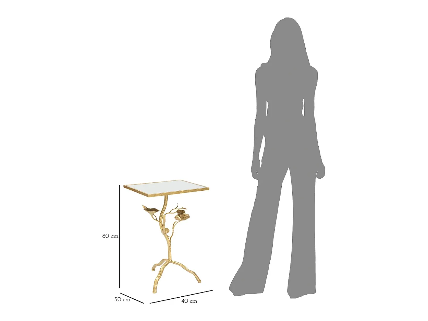 Mesa cuadrada de metal dorado con superficie de espejo Tisty