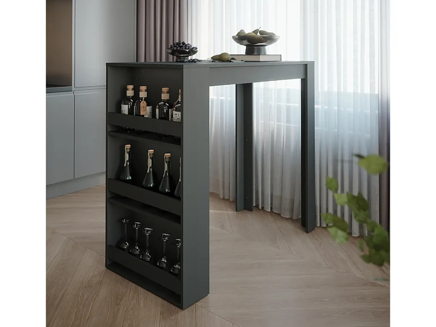 Mesa de bar antracita 57x117x106 repose