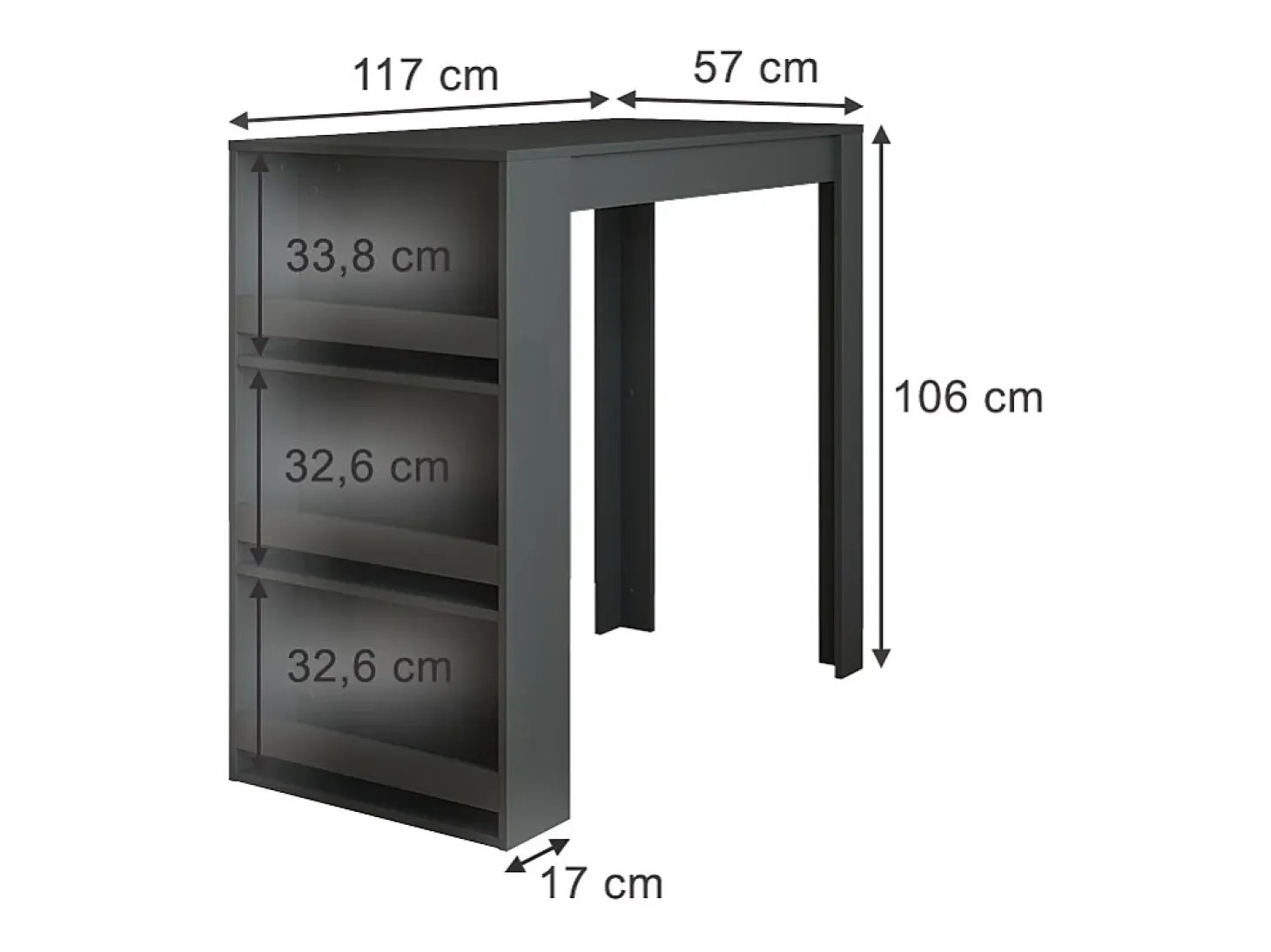 Mesa de bar antracita 57x117x106 repose