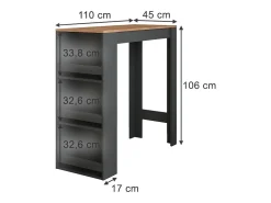 Mesa de bar antracita/roble dorado 45x110x106 repose