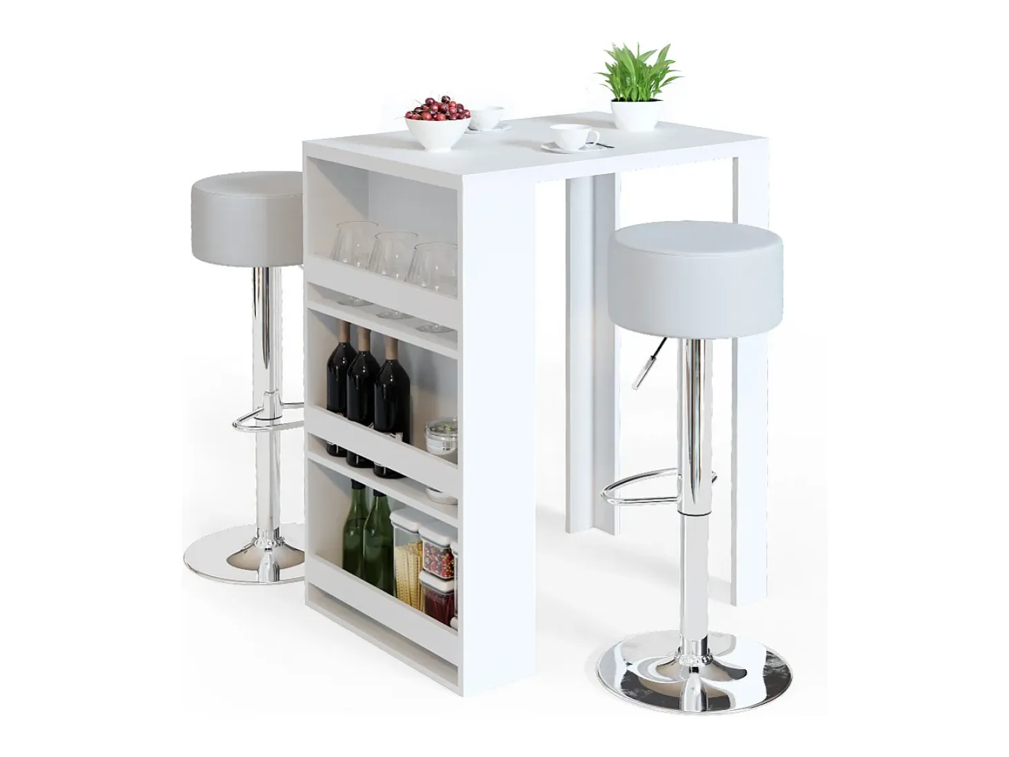 Mesa de bar blanco 57x80x106