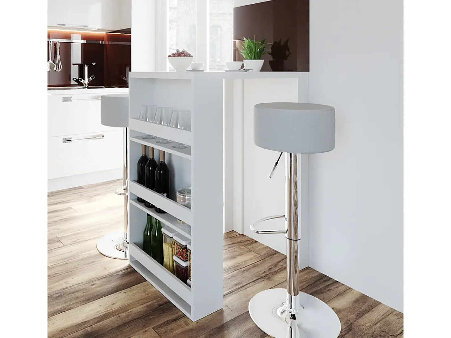 Mesa de bar blanco 57x80x106
