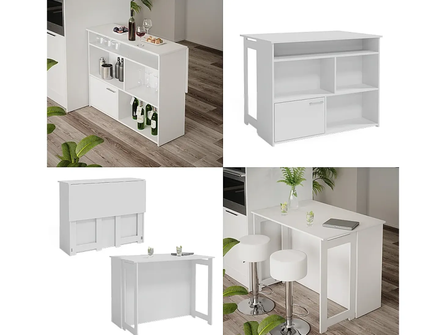 Mesa de bar blanco 116x37x90.5 dominic