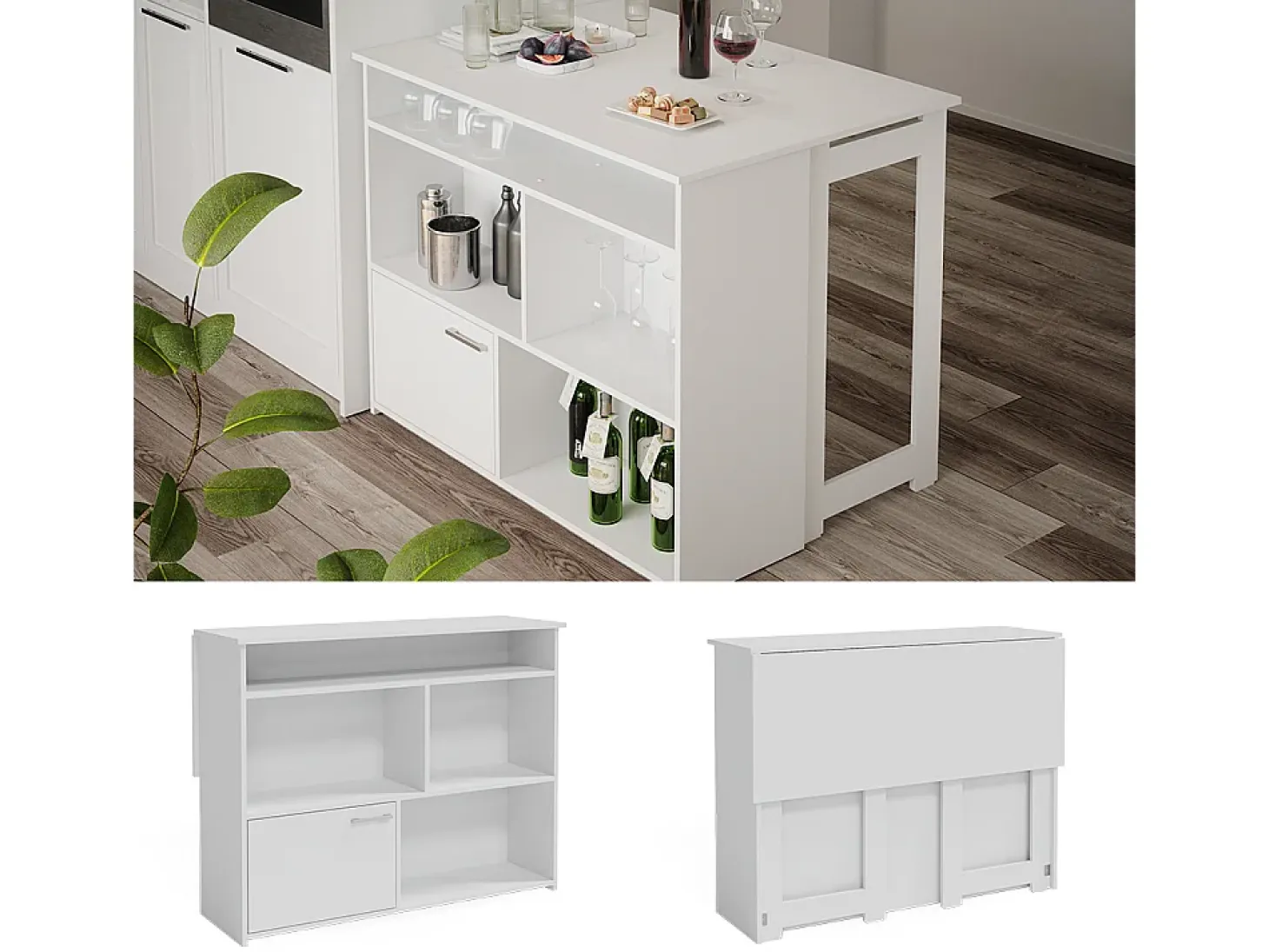 Mesa de bar blanco 116x37x90.5 dominic