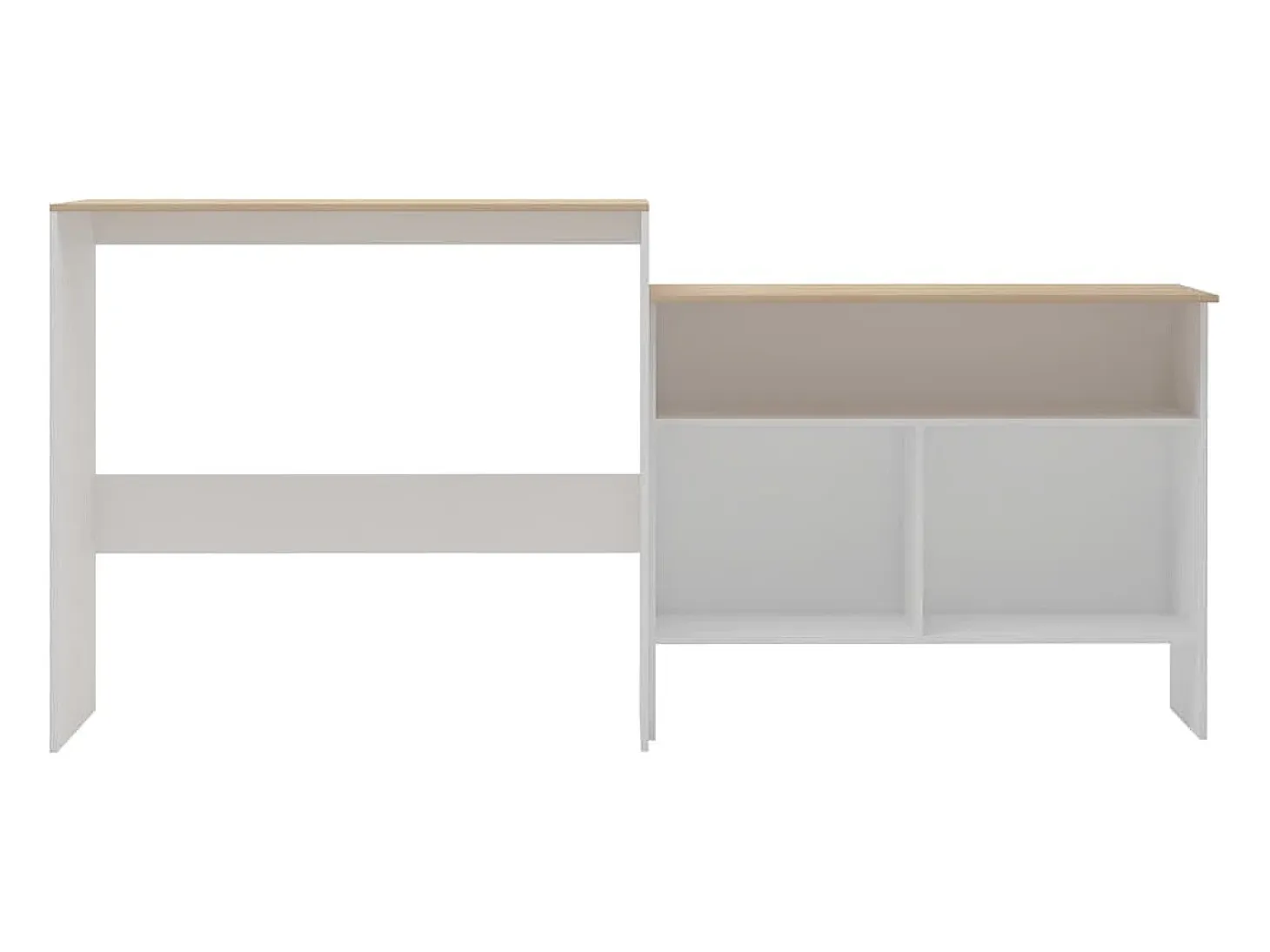 Mesa de bar con 2 encimeras blanca y roble 130x40x120 cm