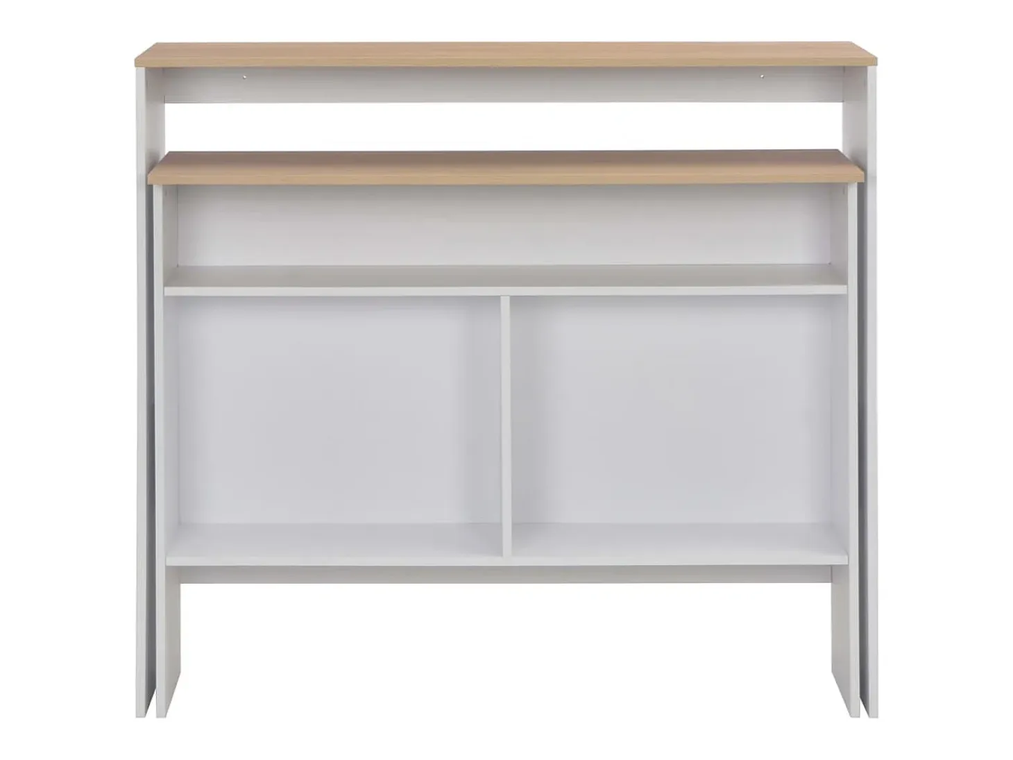 Mesa de bar con 2 encimeras blanca y roble 130x40x120 cm