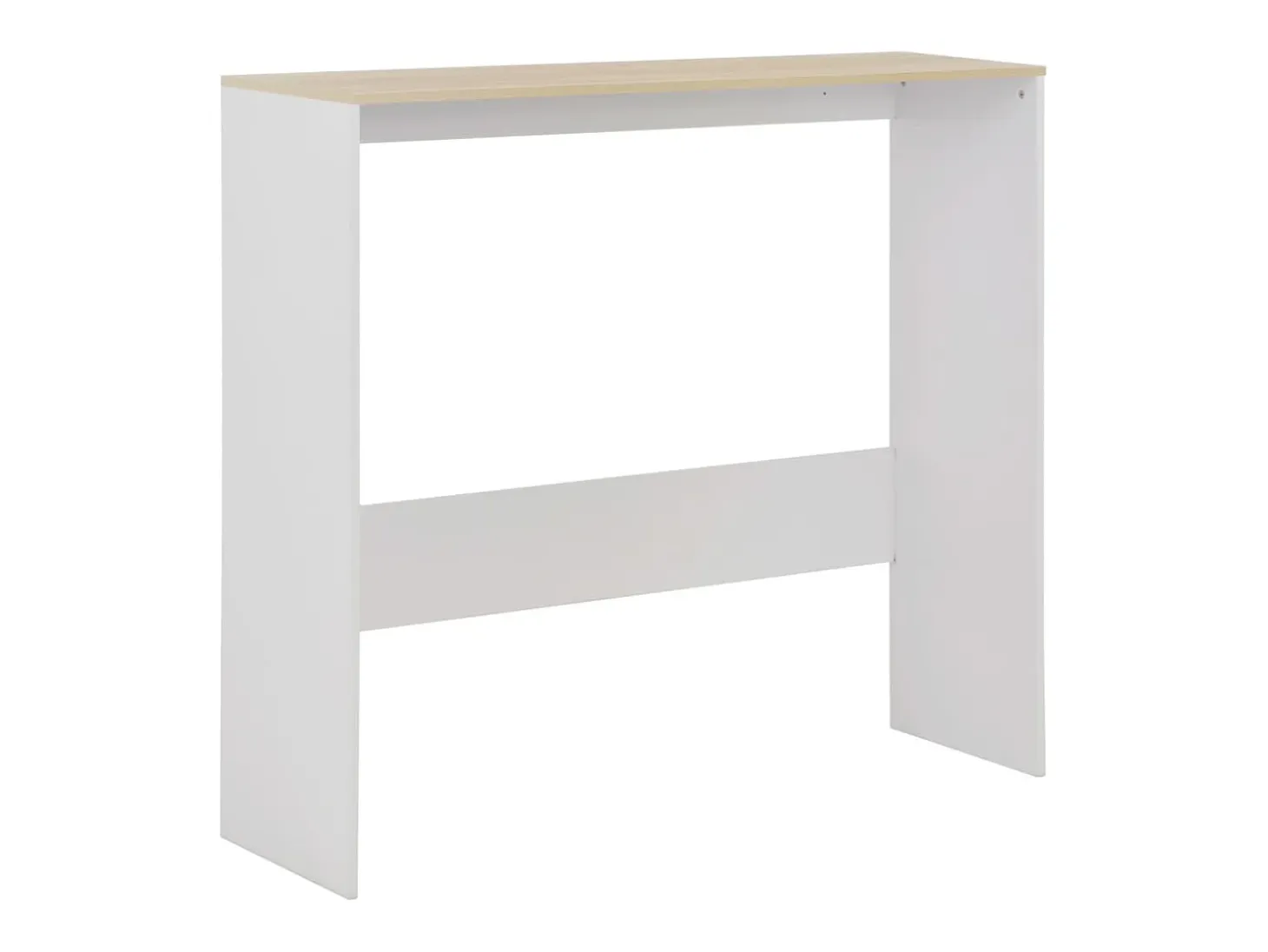 Mesa de bar con 2 encimeras blanca y roble 130x40x120 cm