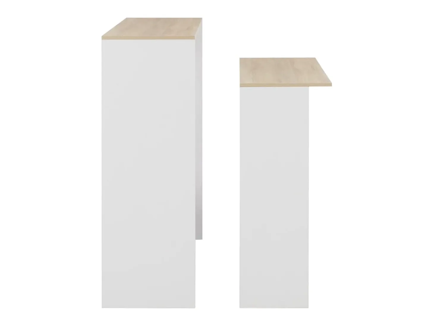 Mesa de bar con 2 encimeras blanca y roble 130x40x120 cm