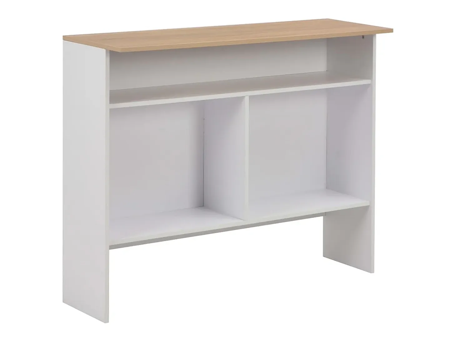 Mesa de bar con 2 encimeras blanca y roble 130x40x120 cm