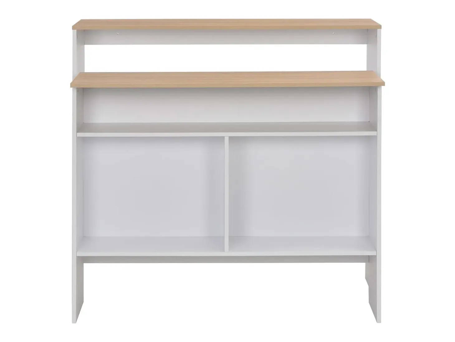 Mesa de bar con 2 encimeras blanca y roble 130x40x120 cm