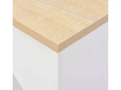 Mesa de bar con estantería móvil blanca 138x39x110 cm