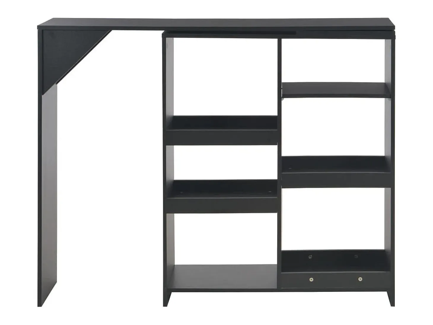 Mesa de bar con estantería móvil negro 138x39x110 cm