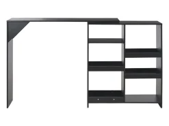 Mesa de bar con estantería móvil negro 138x39x110 cm