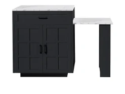 Mesa de bar extensible con almacenaje - 133-202 x 70 x 93,5 cm - con 2 cajones + 4 compartimentos - MDF - negra