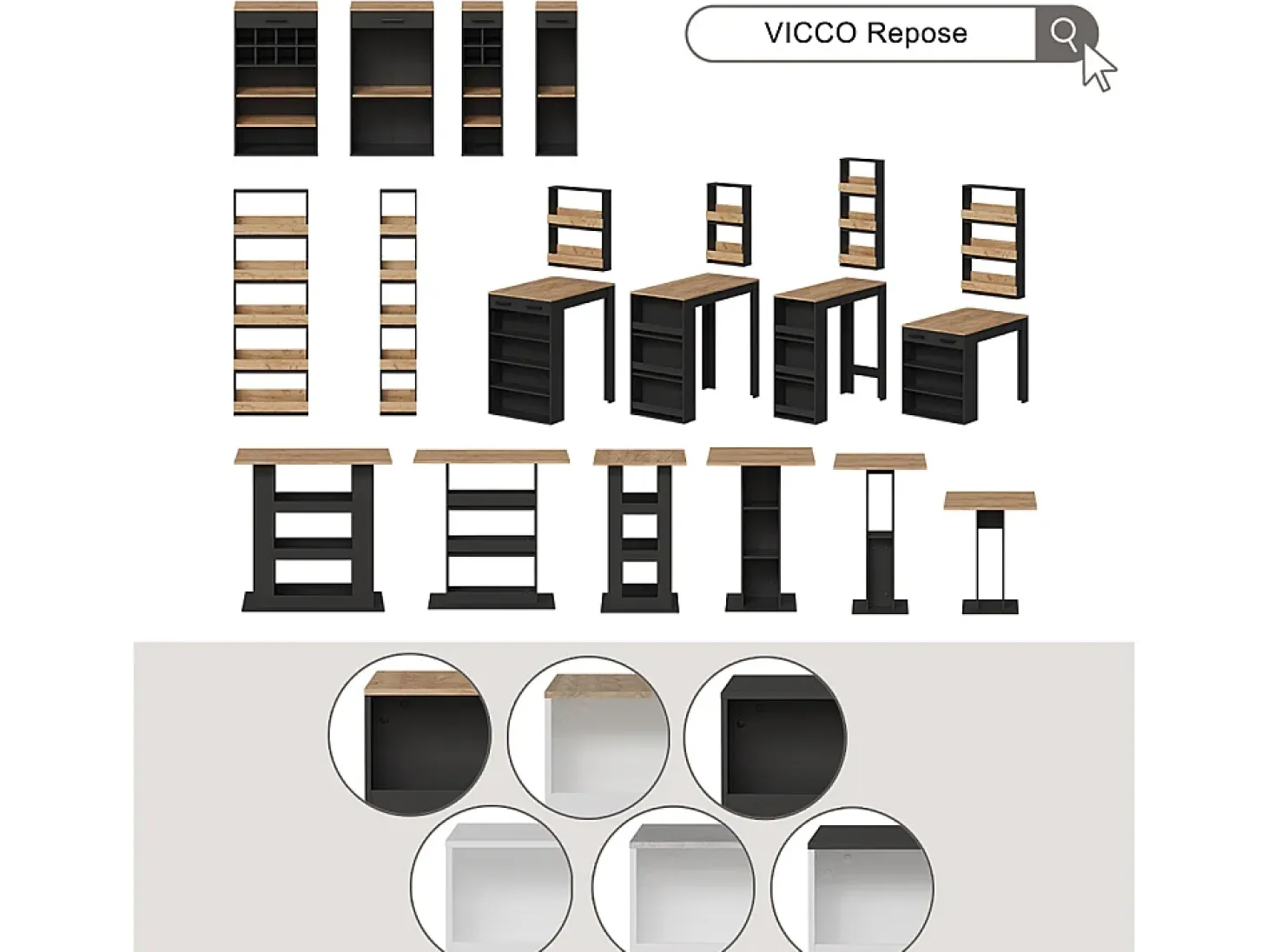 Mesa de bar oro power roble/antracita 65x65x106 repose