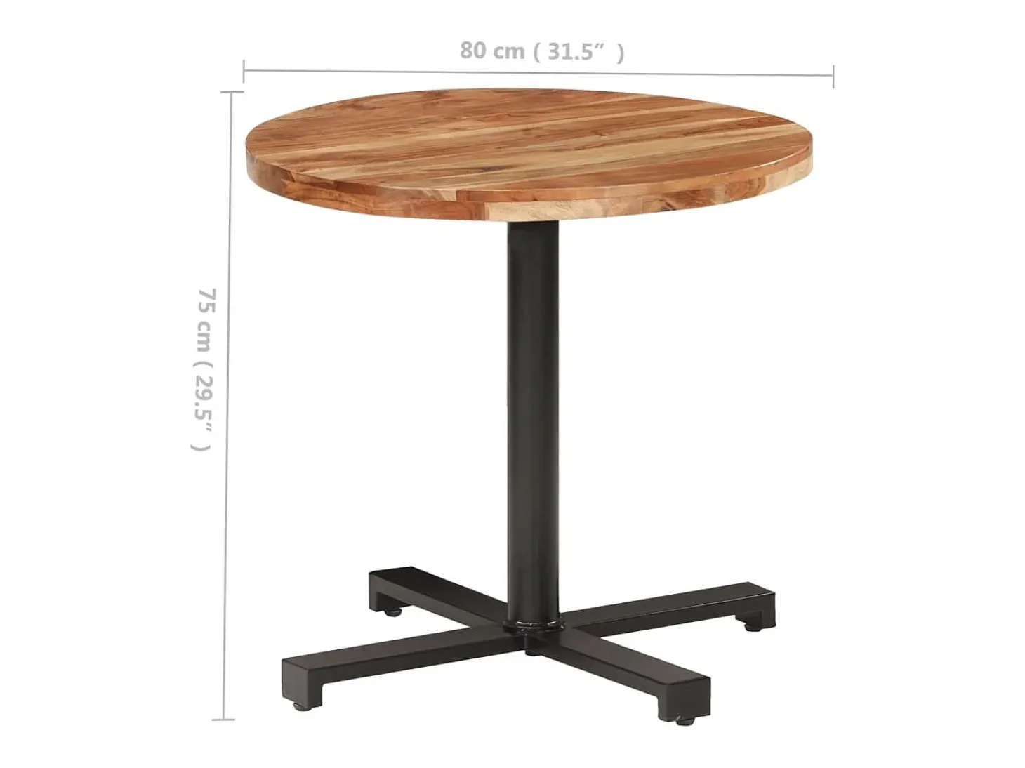 Mesa de bistró redonda madera maciza de mango Ø80x75 cm