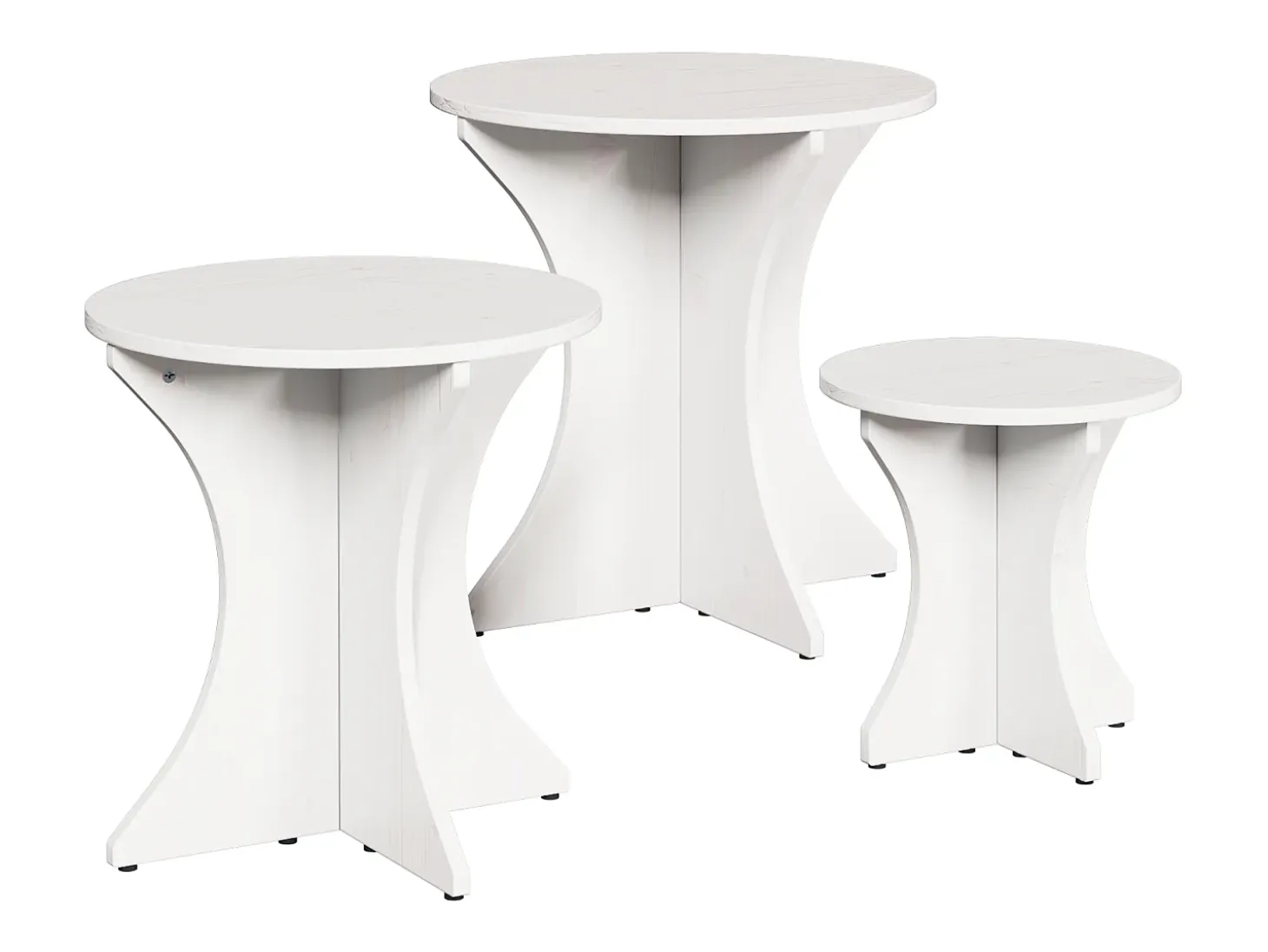 Mesa de Café 3 piezas Blanco 46 x 46 x 47 cm Madera maciza de pino