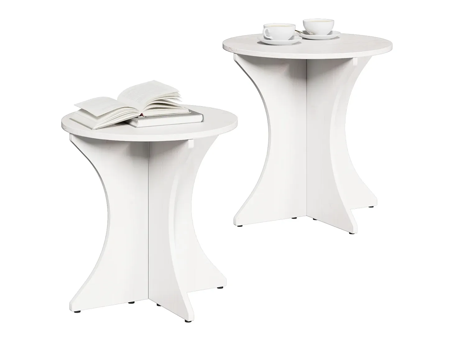 Mesa de Café 2 piezas Blanco 46 x 46 x 47 cm Madera maciza de pino