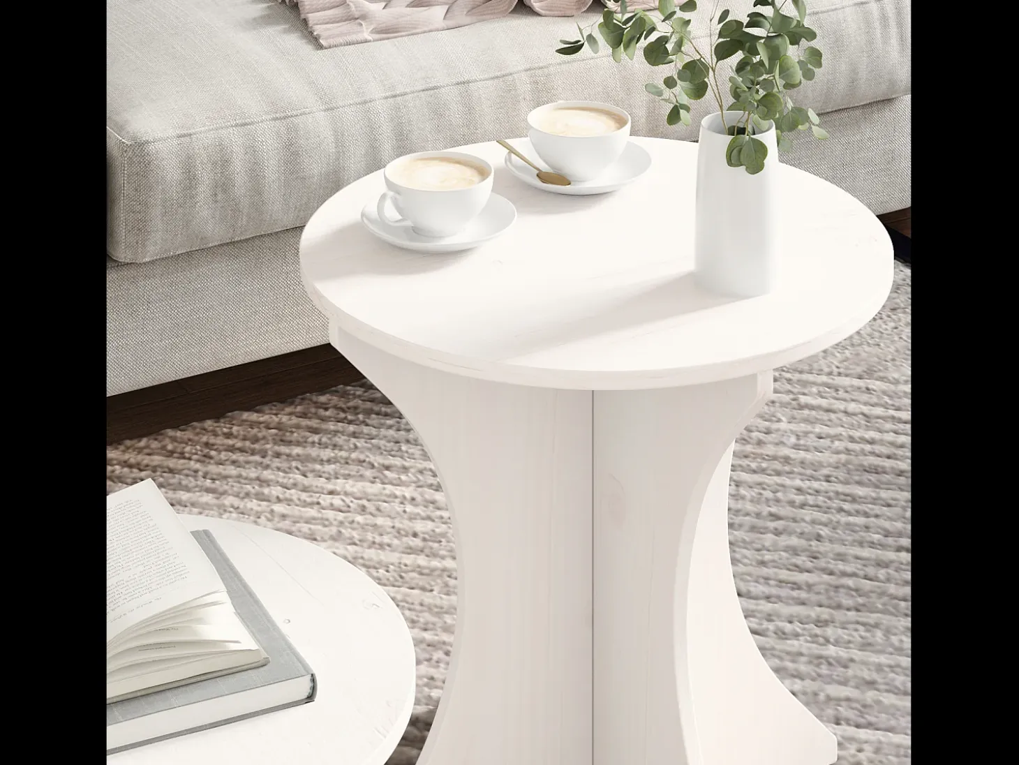 Mesa de Café 2 piezas Blanco 46 x 46 x 47 cm Madera maciza de pino